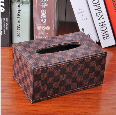 Rectange wooden leather tissue box canister holder napkin box toilet paper holder dispenser case