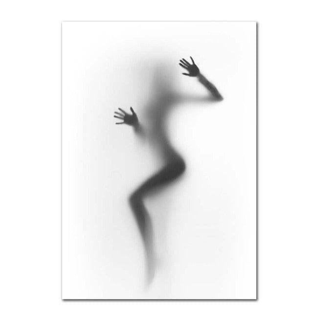 Sexy Silhouette of a Dancing Woman Behind a Curtain Canvas Posters Print Wall Picture for Living Room Nordic Style