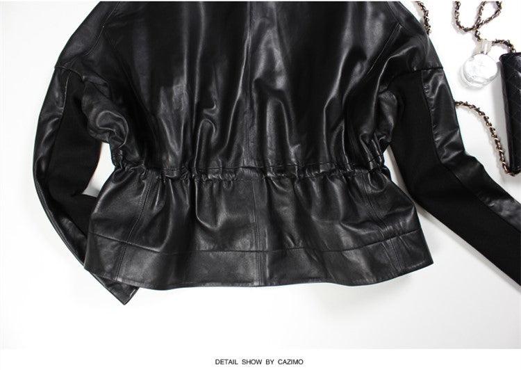 Genuine Leather Jacket 100% Sheepskin Coat Plus Size Black for Women