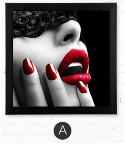 Beauty fashion Girl red lip Nails cool hairstyle art pictures Wall Poster Home Decoration HD Canvas painting