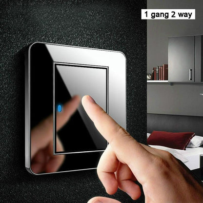 T-BOO Wall Light Switch 1 Gang 2 Way Random Click Push Button Wall Light Switch With LED Indicator Acrylic Crystal Panel