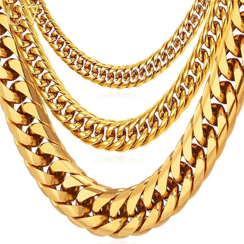 TBOO Men's Miami Cuban Link Chain Hip Hop Gold Jewelry Chains Wholesale Thick Stainless Steel Long Big Chunky Necklace Gift N453