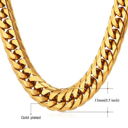 TBOO Men's Miami Cuban Link Chain Hip Hop Gold Jewelry Chains Wholesale Thick Stainless Steel Long Big Chunky Necklace Gift N453