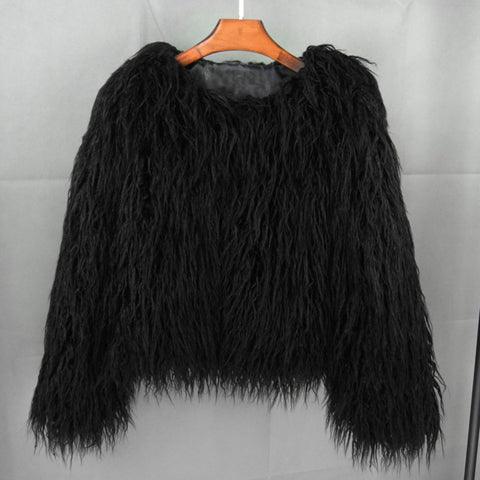 Colorful Boho Furry Faux Fur Coat Plus Size Women Fur Coats Autumn Winter Pink Faux Fur Shaggy Jacket fourrure bontjas