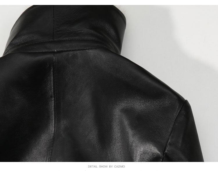 Trench Coat Women Plus Size Long Coats Ladies Genuine Leather Jacket Detachable Fox Collar Winter 2020 Black Trench Coats