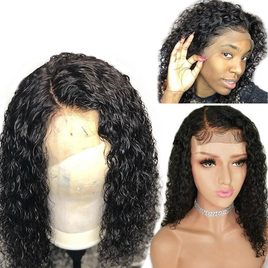 Lace Front Curly Human Hair Wigs  Remy Brazilian Human Lace Wig 130%