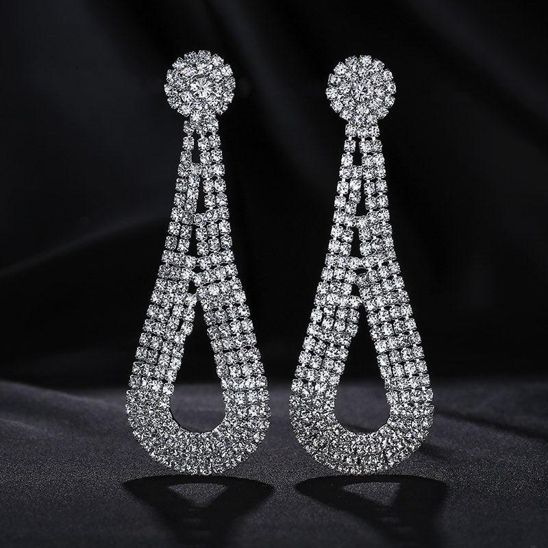 High-grade Fashion Ladies Boho Earrings Rhinestone Water Drop Long Earrings
