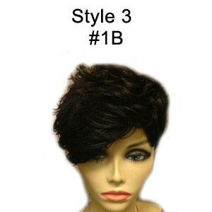 Short Human Hair Wigs With Bangs None Lace Wig Remy 130% 4 Inch 