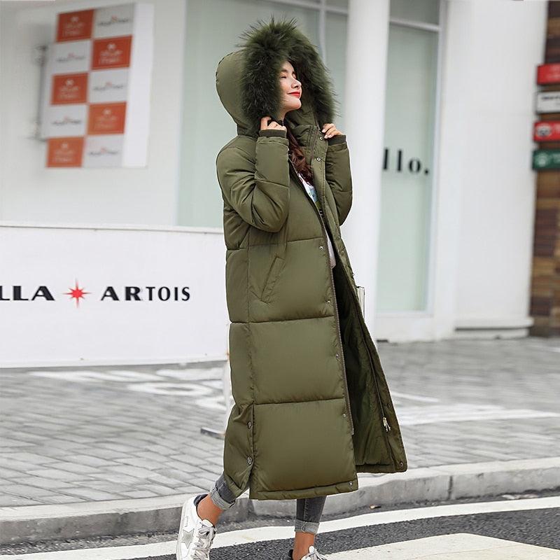 Warm Hooded Fur Collar Cotton Long Parka Plus Size Women Winter Coat Jacket 2018 Clothing For Mujer Feminine De Inverno Casaco