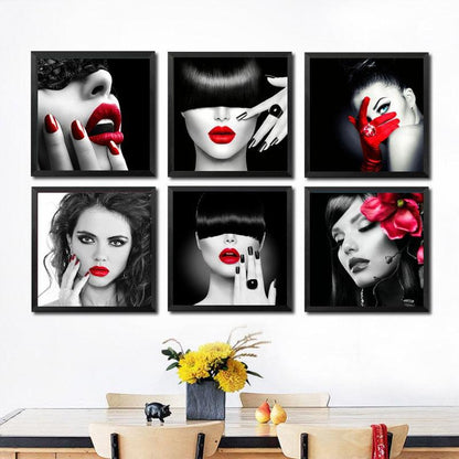 Modern Fashion Nail Canvas Painting Prints Sex Women Art Posters Pictures for Beauty Shop Modern Home Decor No Frame