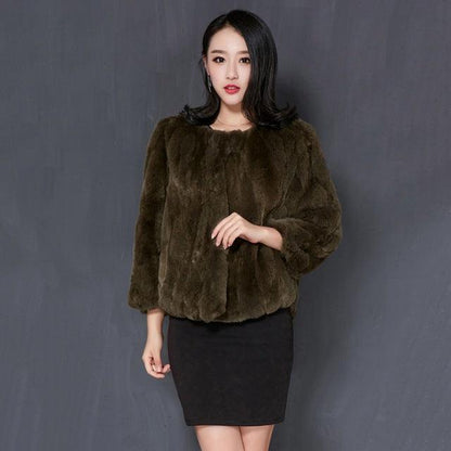 Plus size fur coat rabbit real fur women ladies warm winter fur jackets fashion autumn soft natural skin rex rabbit fur outwears