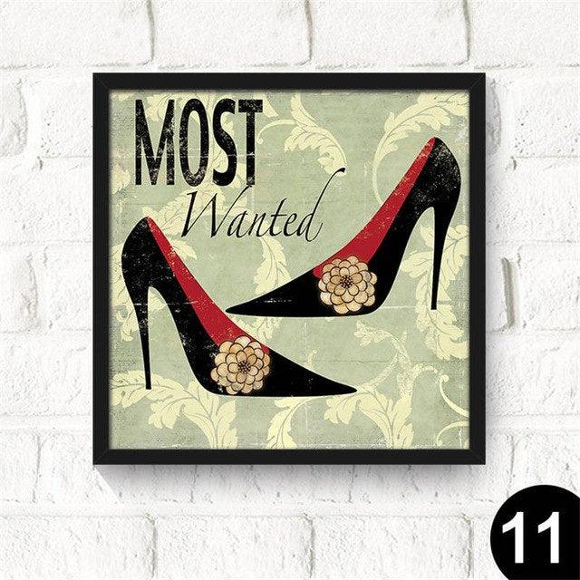 Glamour fashion women red lipstick high heel canvas painting wall art pictures bedroom decoracion canvas home decor