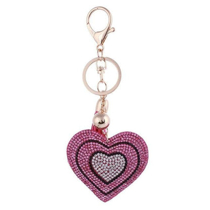 TBOO Heart Keychain Leather Tassel Gold Key Holder Metal Crystal Key Chain Keyring
