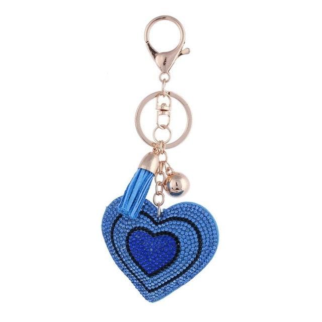 Heart Keychain Leather Tassel Gold Key Holder Metal Crystal Key Chain Keyring Charm Bag Auto Pendant Gift Wholesale Price