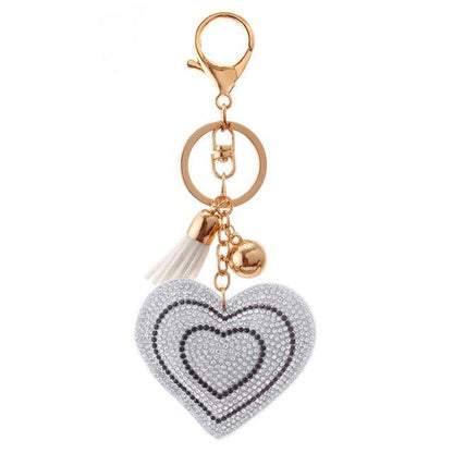 Heart Keychain Leather Tassel Gold Key Holder Metal Crystal Key Chain Keyring Charm Bag Auto Pendant Gift Wholesale Price