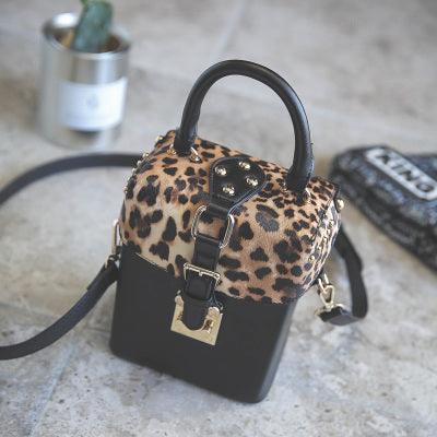 Leopard Print Handbag Mini Cube Original Design Crossbody Bags for Women