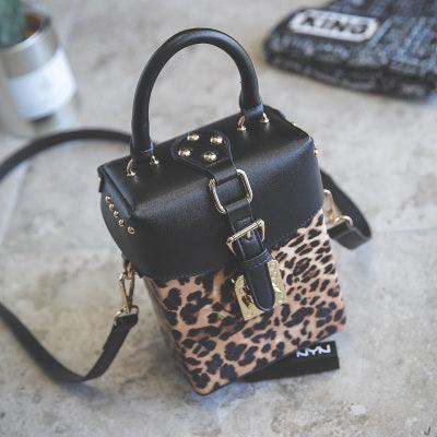 Leopard Print Handbag Mini Cube Original Design Crossbody Bags for Women