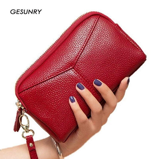 Genuine Leather Wallet Clutches Bag Female Bag Cowhide Large Capacity Wallet Fashion Female purse Phone Bag