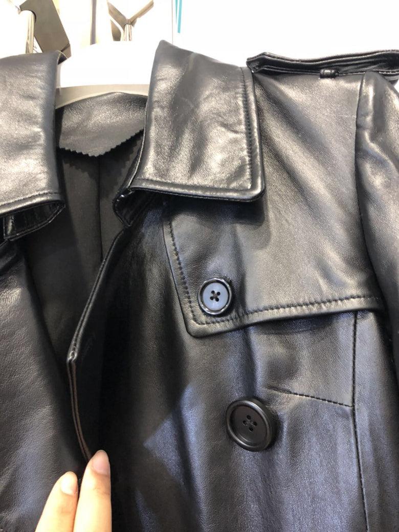 Genuine Leather Trench Coat Women Plus Size Long Coats Ladies Sheepskin Winter 2019 Black Lambskin Trench Coats Female