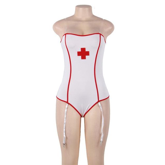 Women Teddy Plus Size Sexy Nurse Costumes Uniform Hot Erotic Lingerie Bodysuit