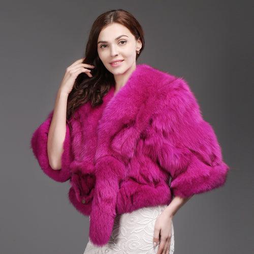 Women Genuine Real Fox Fur Coat 100% Natural Fox Fur Short Winter Jacket Warm Soft Fashion Real Fox Fur Pashmina Overcoat