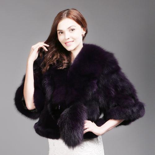 Women Genuine Real Fox Fur Coat 100% Natural Fox Fur Short Winter Jacket Warm Soft Fashion Real Fox Fur Pashmina Overcoat