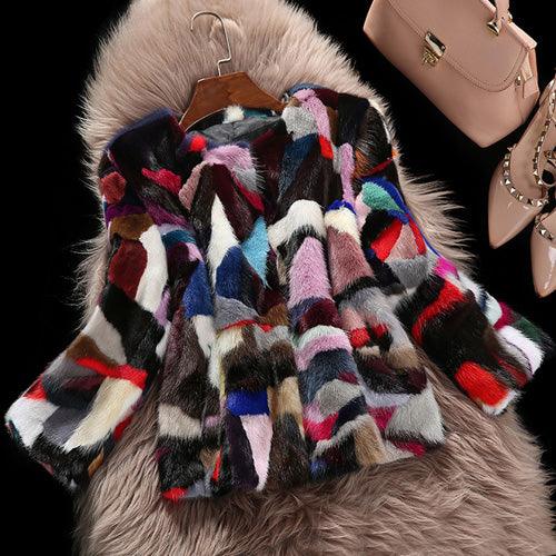 Hot Sale Winter New Style Real Mink Fur Coat Women Colorful Fur Jacket Female Short Style Warm Genuine Mink Fur Overcoat