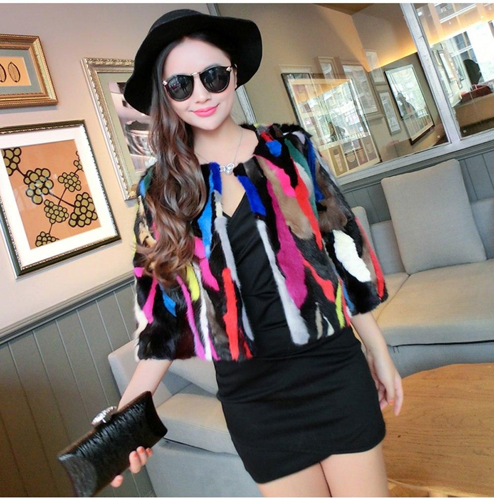 Hot Sale Winter New Style Real Mink Fur Coat Women Colorful Fur Jacket Female Short Style Warm Genuine Mink Fur Overcoat
