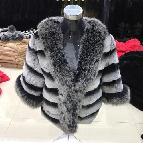 Women New Rex Rabbit Fur Coat Winter Thickening Warm Female Rex Rabbit Fur Jacket 100% Natural Real Rex Rabbit Fur Outerwear