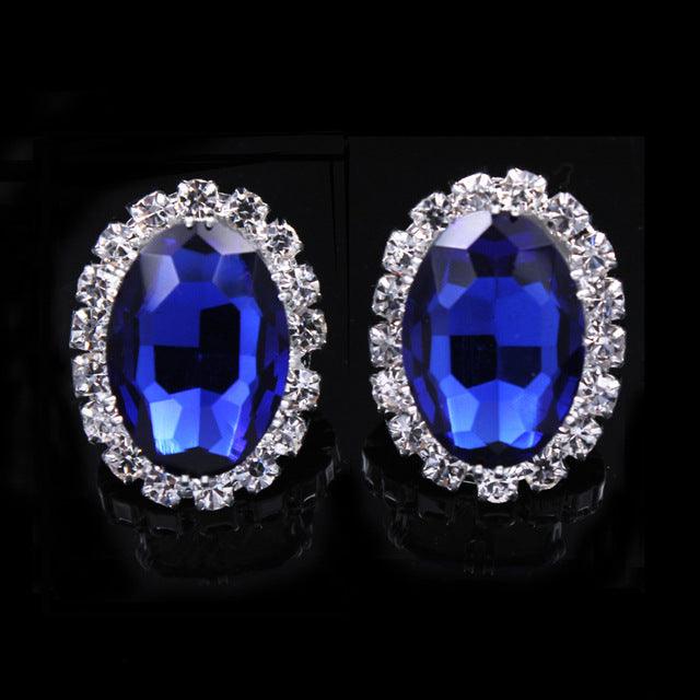Women Earrings Gorgeous Multicolor Oval Imitation Gemstone Earrings Crystal Ear Stud Earrings for Women Wedding Jewelry Accessories