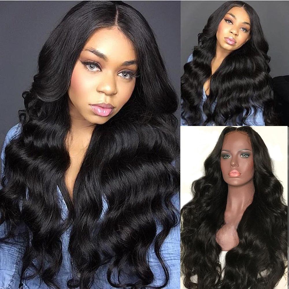 T-BOO Full Lace Human Hair Wigs Long Body Wave Inches Brazilian Virgin Hair Wig with Baby Hair for Women Bleached Knots