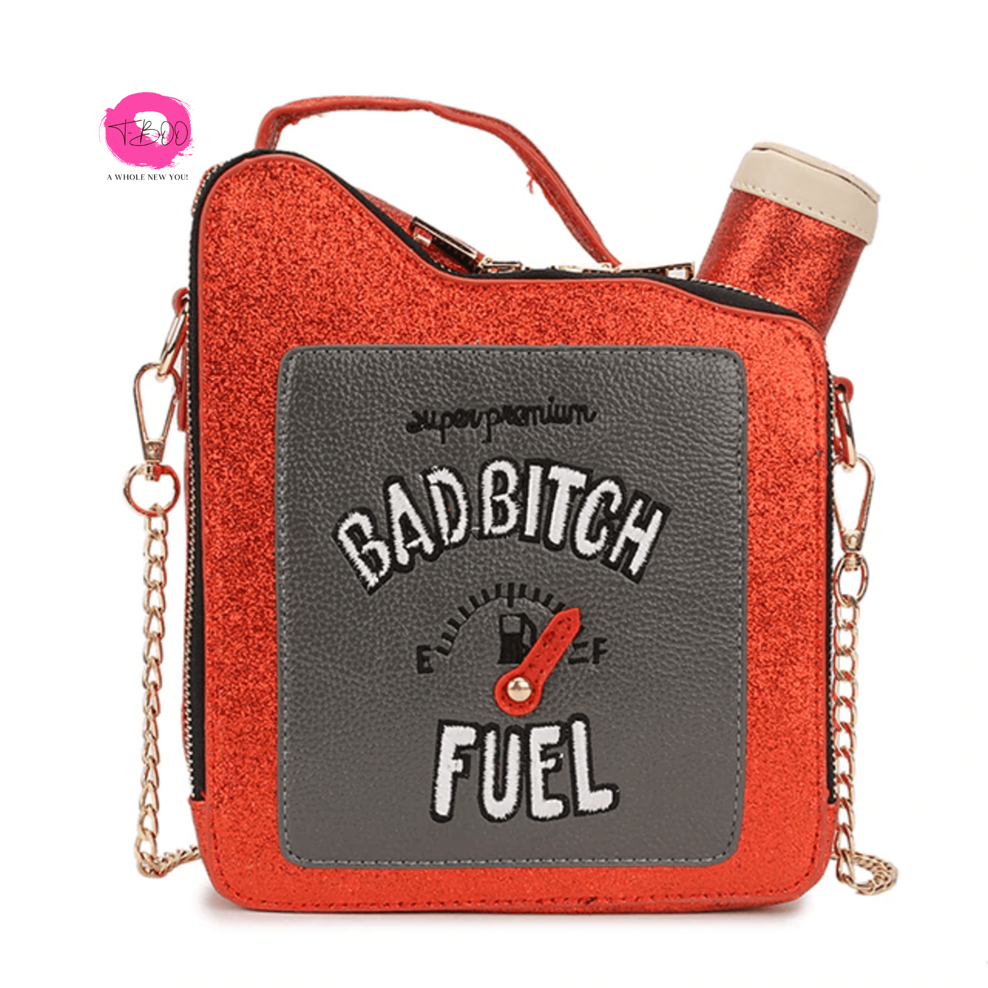 &quot;Gasoline Bottle Crossbody Bag: Novelty Totes, Purses, and Handbags with Shoulder Chain&quot;